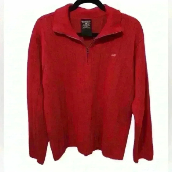 Men’s Vintage Polo Ralph Lauren Red Half Zip Mock Neck Flag Logo Sweater- Medium - Picture 2 of 12